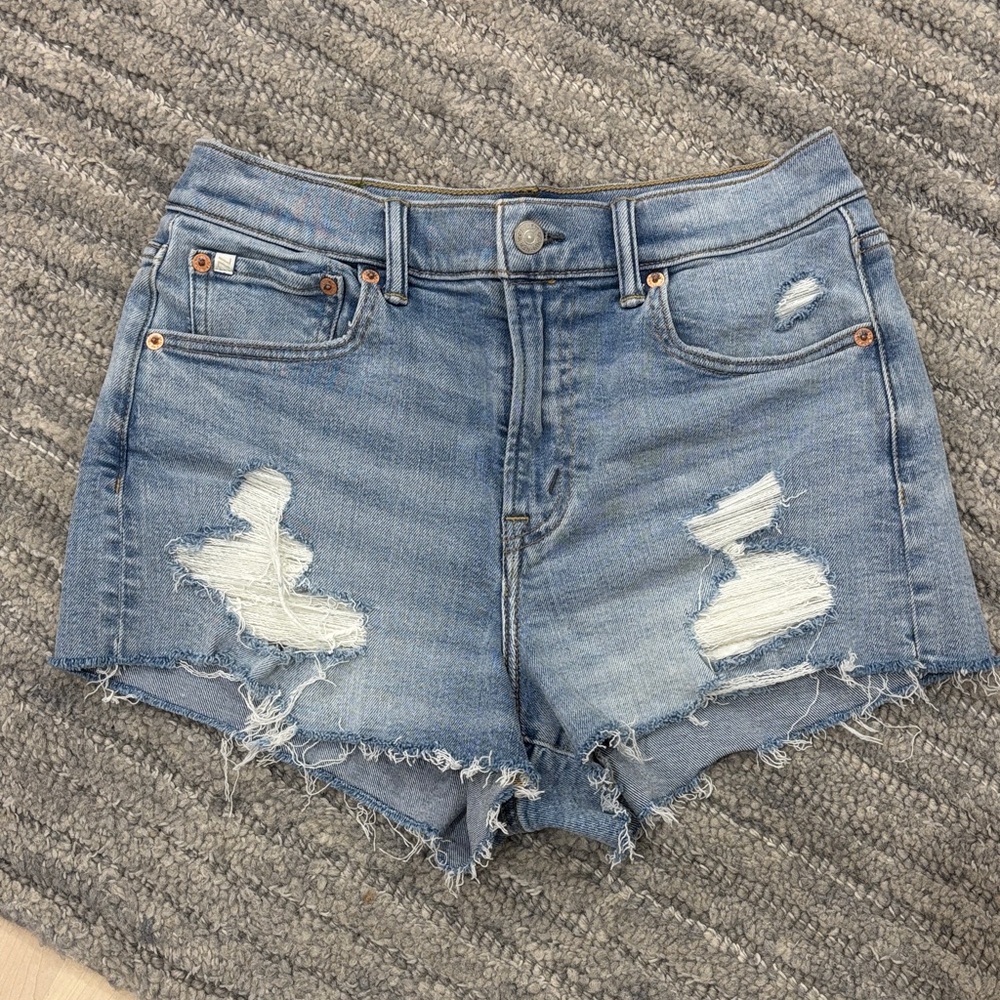 American Eagle Outfitters Blue Distressed Jean Shorts